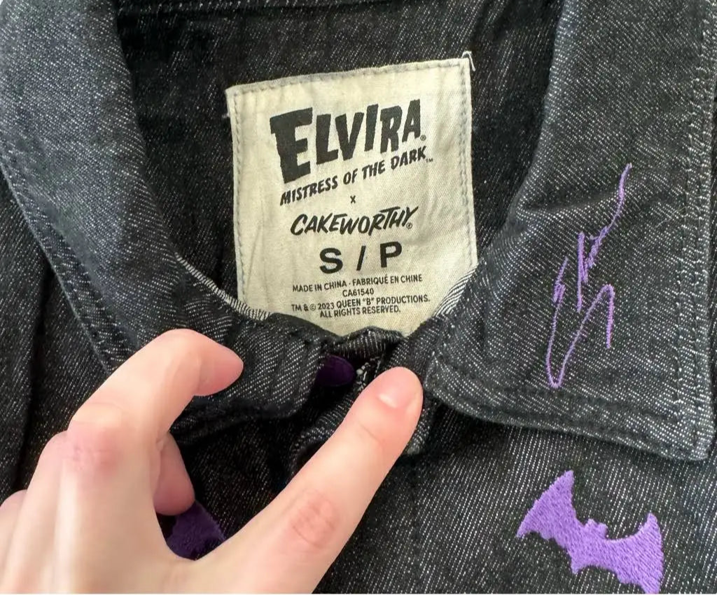 NWT Elvira Mistresses Of The Dark X Cakeworthy Embroidered Denim Jacket - S