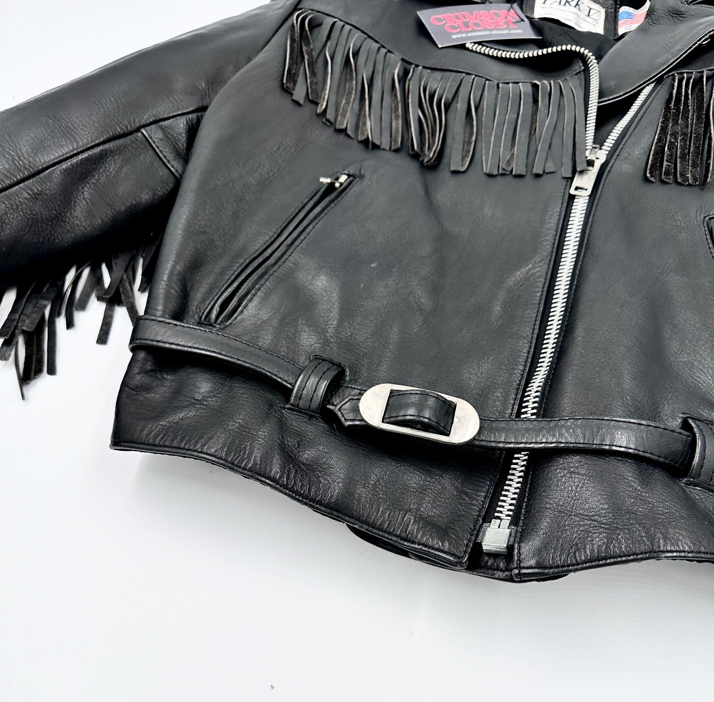 Vintage Park V Leather Fringed Biker Jacket