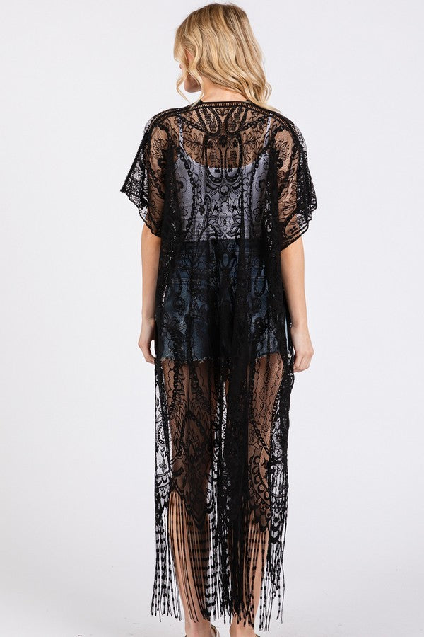 Stevie Lace Fringe Shawl
