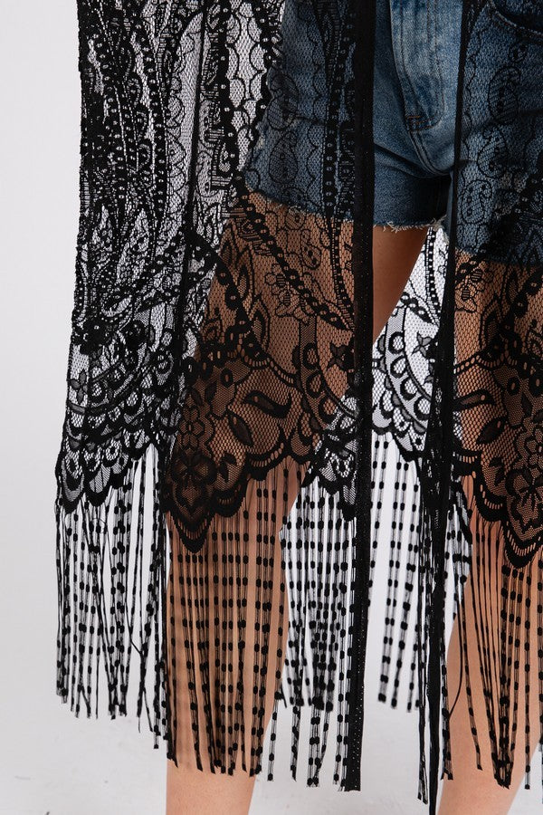 Stevie Lace Fringe Shawl