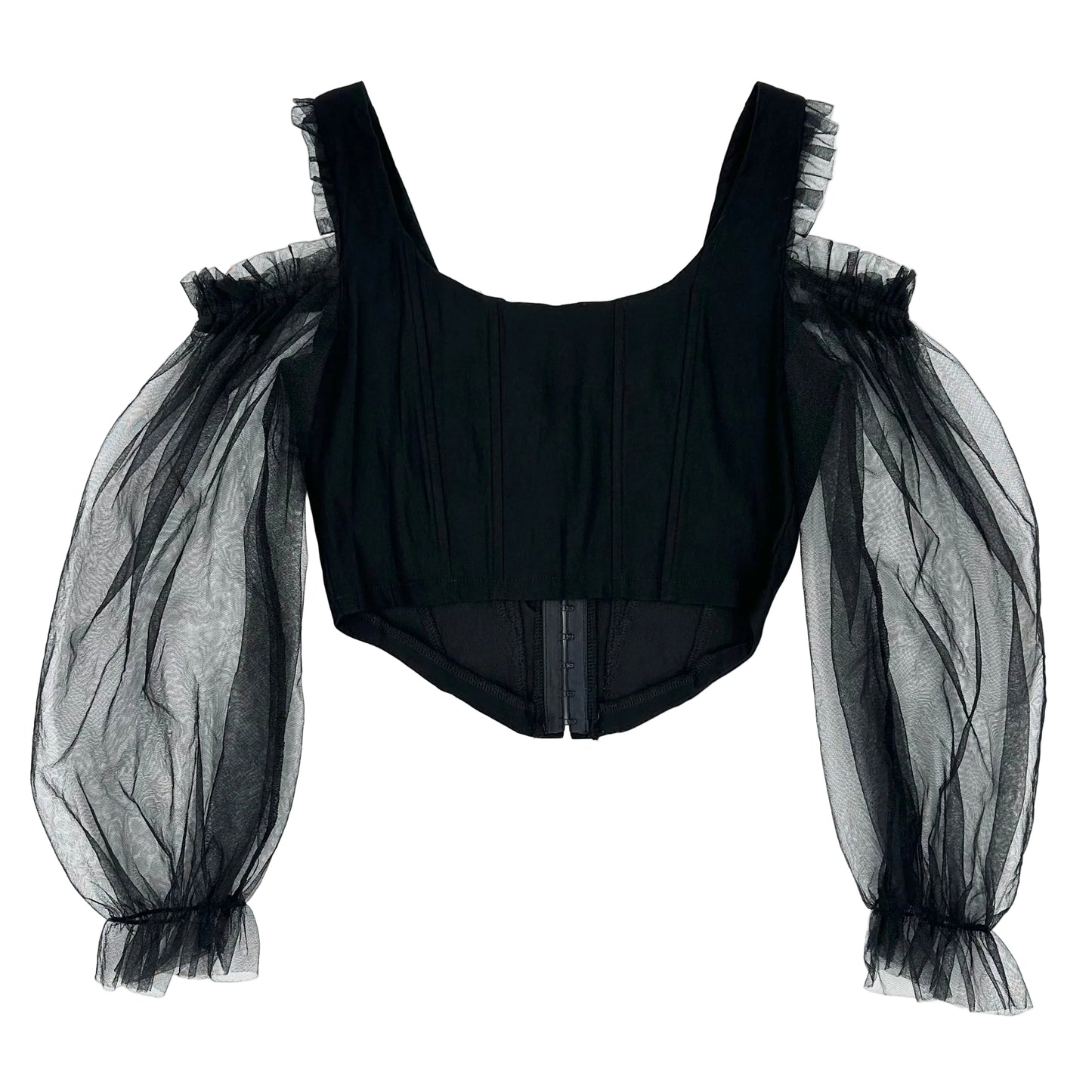 Cellecci Corset Top with Mesh Sleeves - M