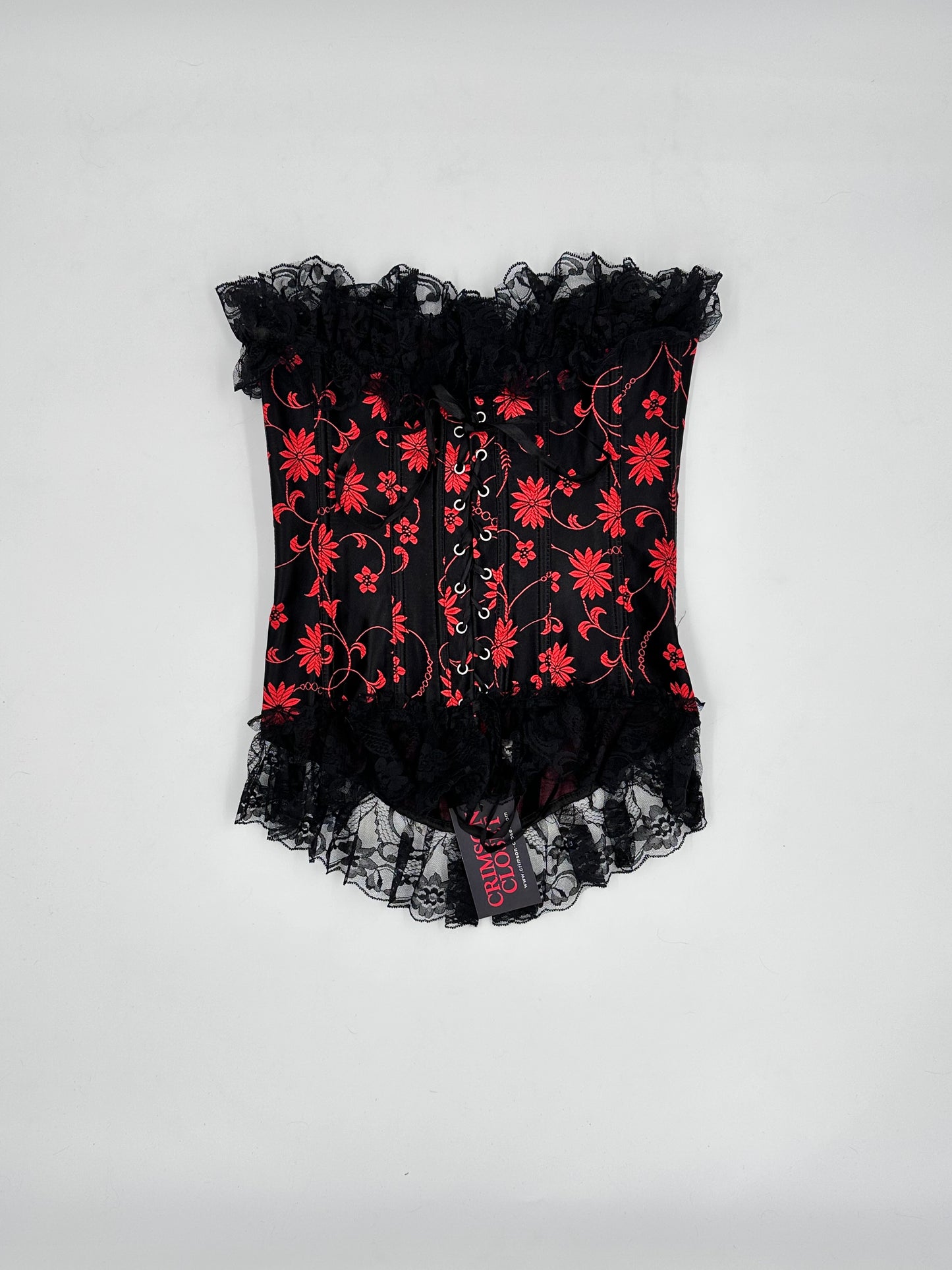Red & Black Lace Trim Corset