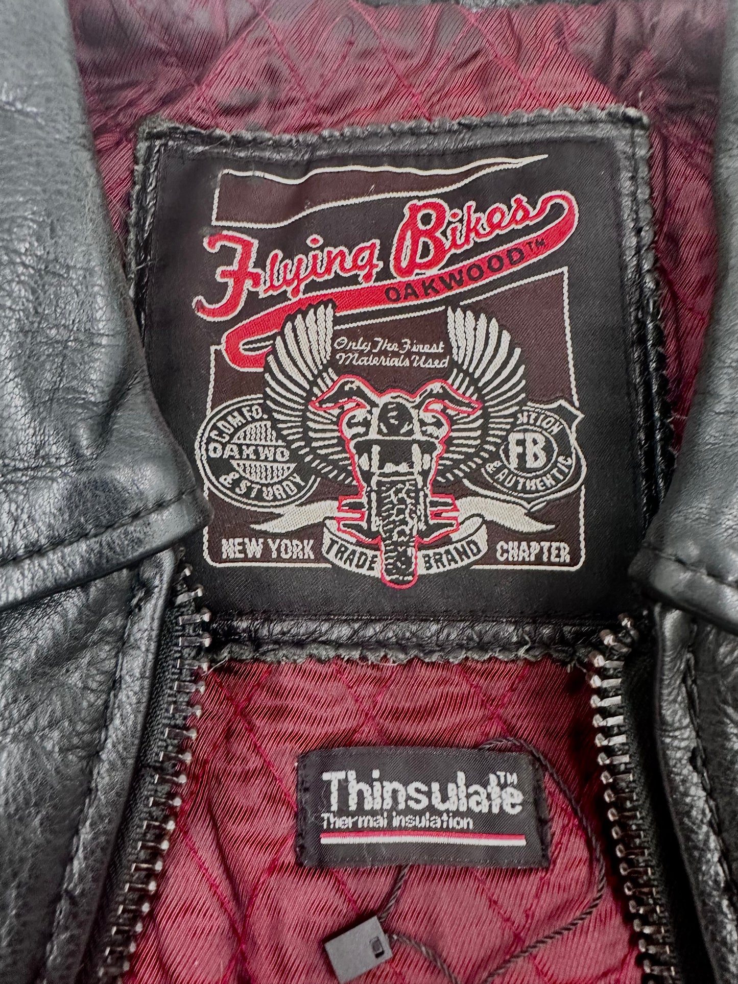 Vintage Flying Bikes Tassel Studded Leather Jacket