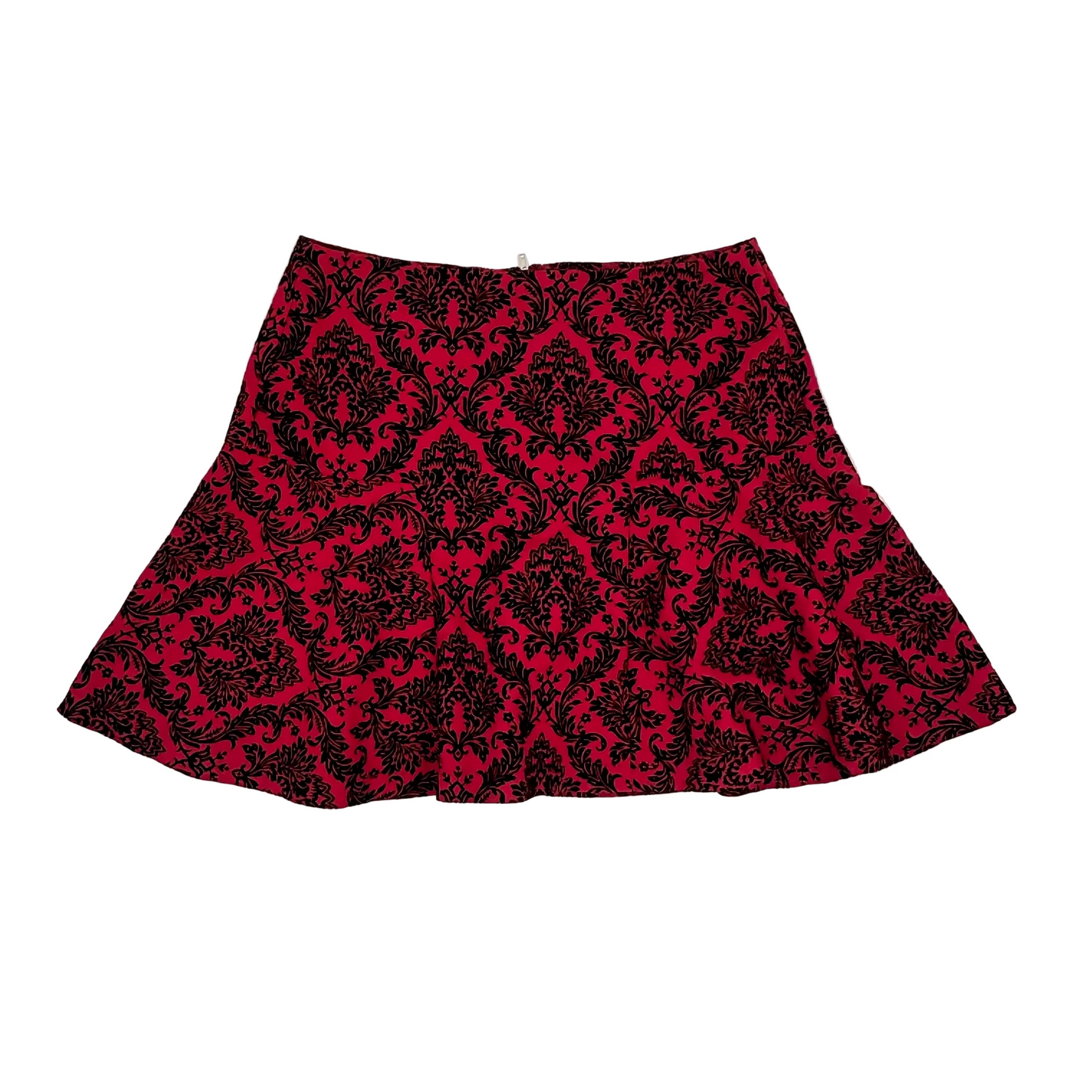 Red & Black Brocade Mini Skirt - M