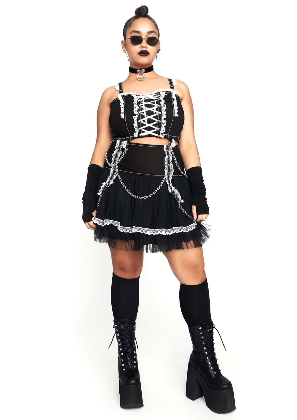 TRIPP NYC Lolita Black & White Corset Top