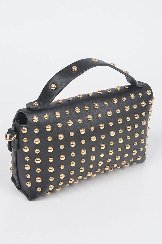Regan Studded O-Ring Faux Leather Purse