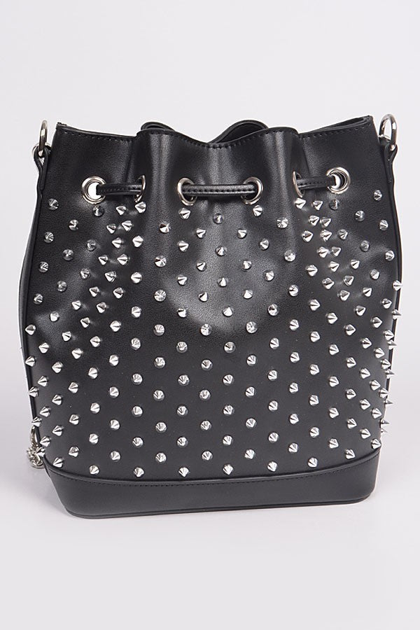 Xenon Black Studded Bucket Bag