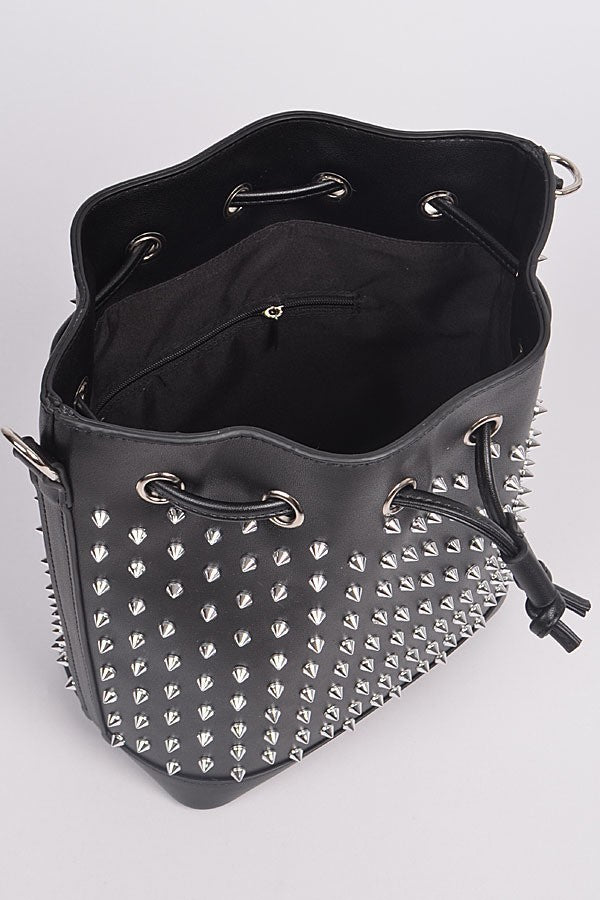 Xenon Black Studded Bucket Bag