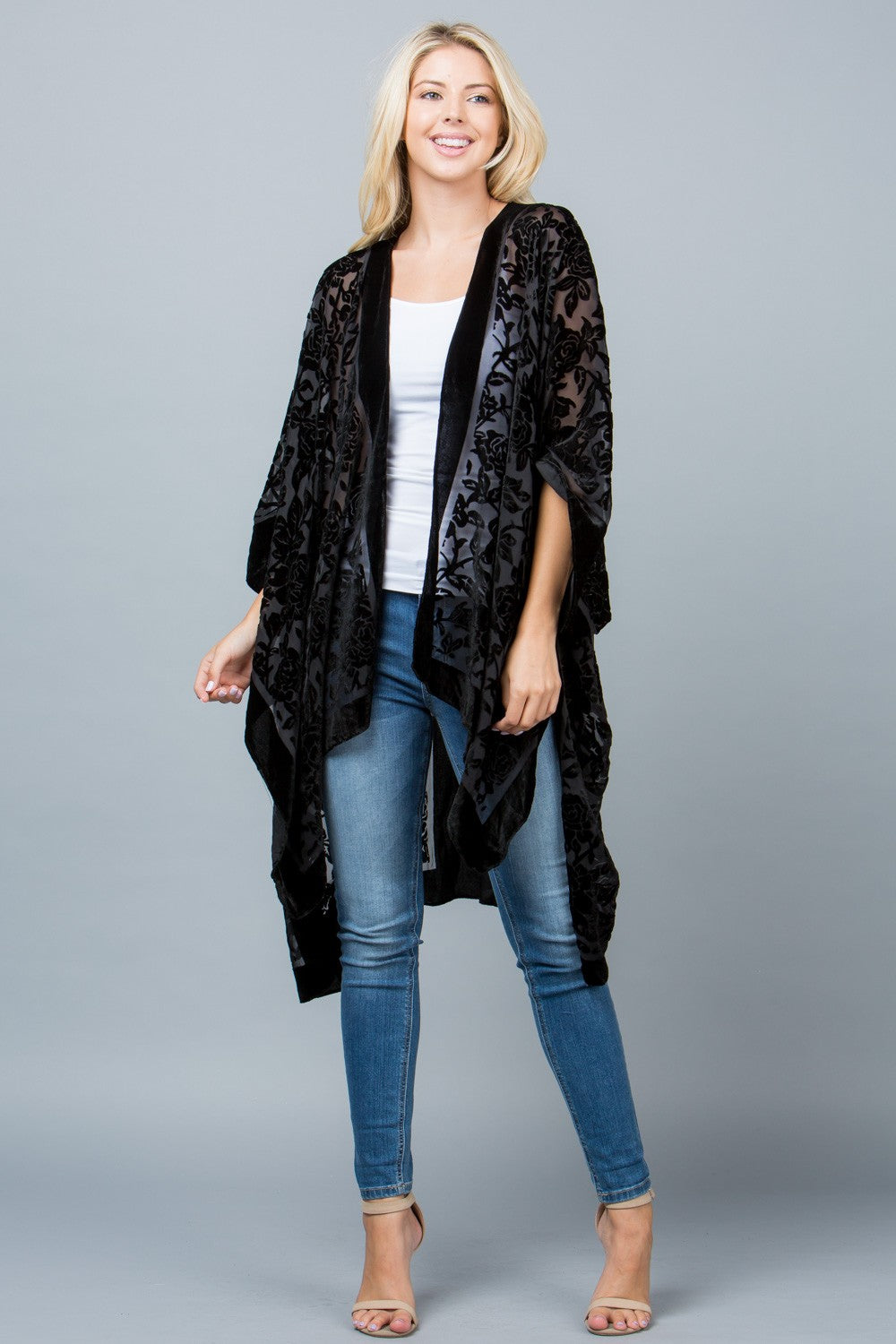 Sisters of the Moon Velvet Floral Kimono