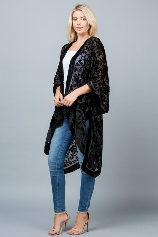 Sisters of the Moon Velvet Floral Kimono