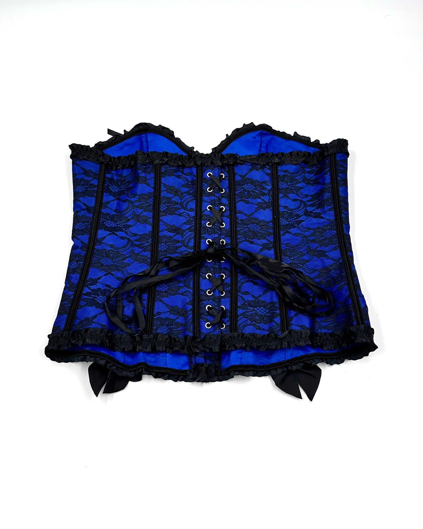 Blue & Black Bow Floral Corset