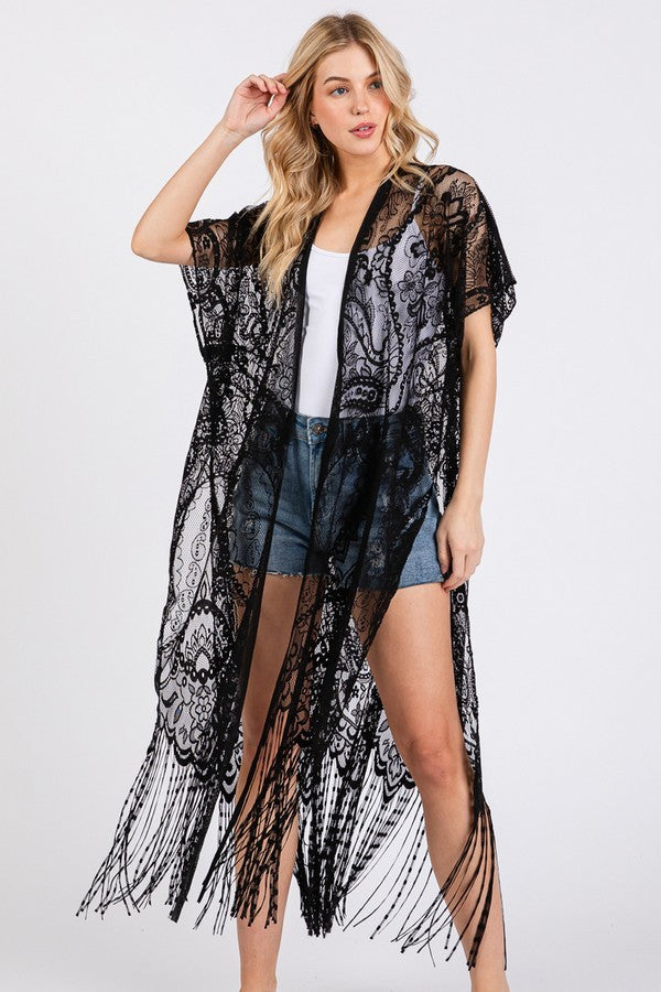 Stevie Lace Fringe Shawl