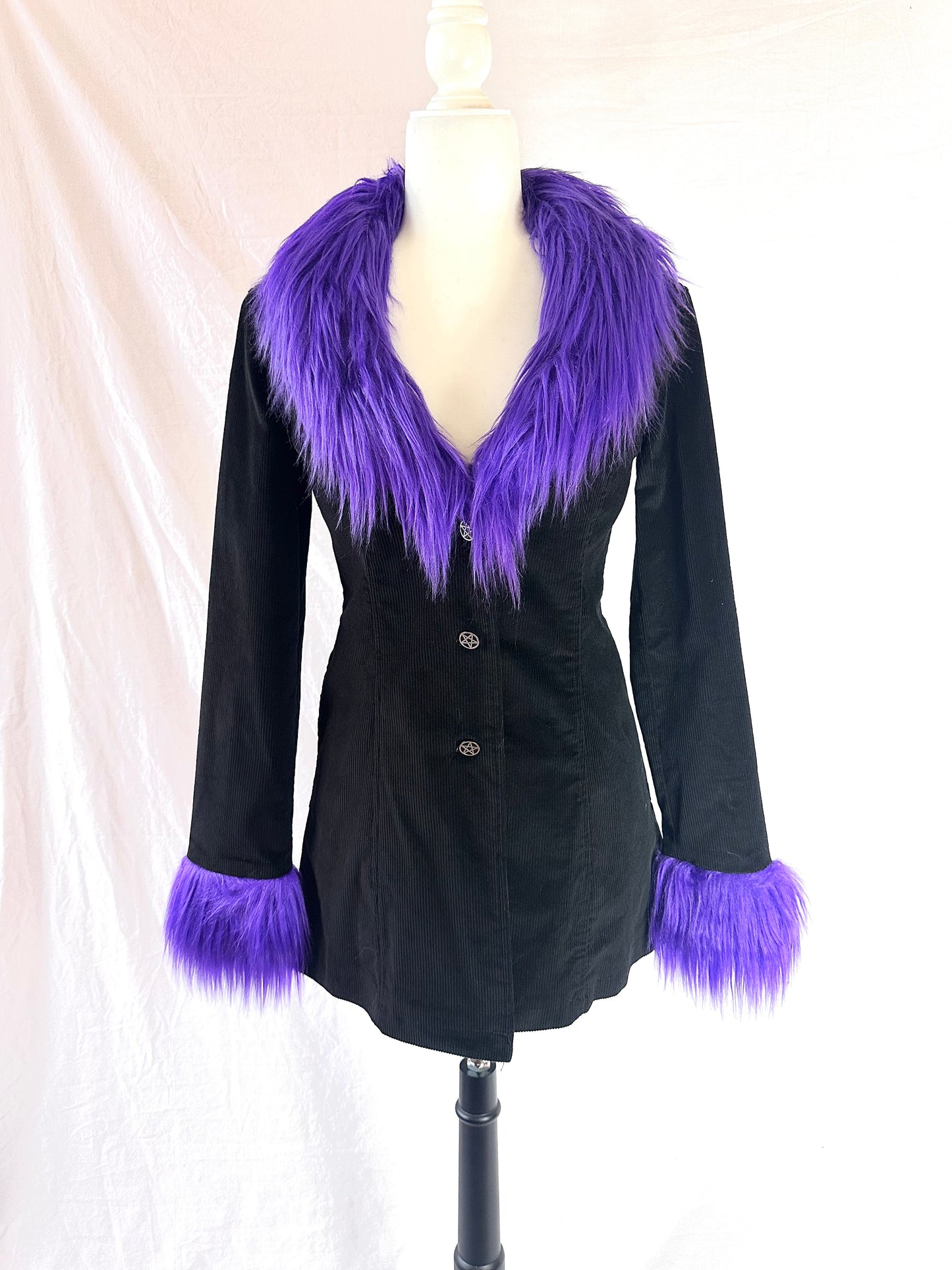 Grave Girls Corduroy Purple Fur Trim Jacket