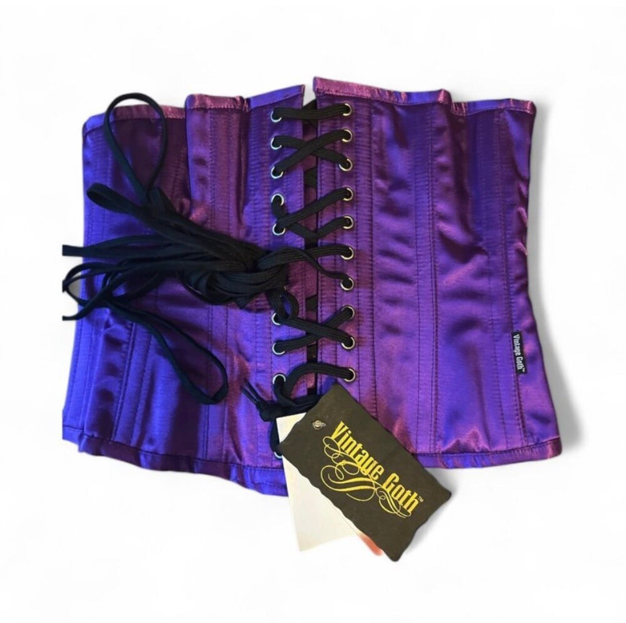 NWT Vintage Goth Purple Satin Underbust Corset