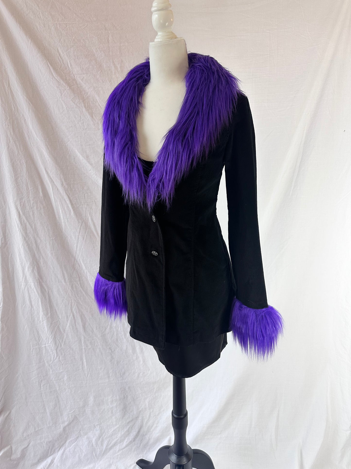 Grave Girls Corduroy Purple Fur Trim Jacket