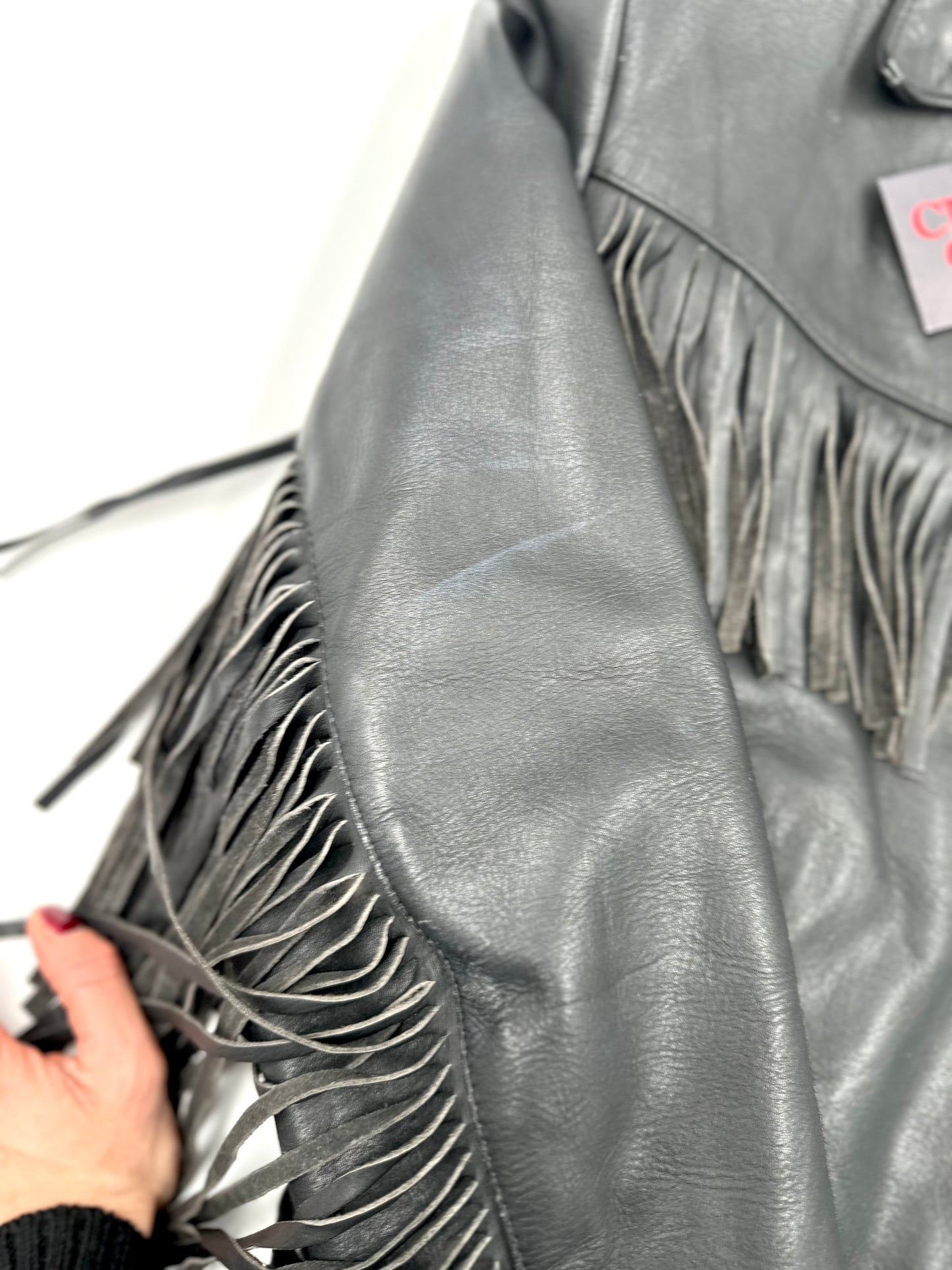 Vintage Park V Leather Fringed Biker Jacket