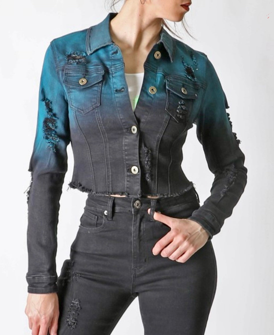 Valkyrie Distressed Ombré Jacket