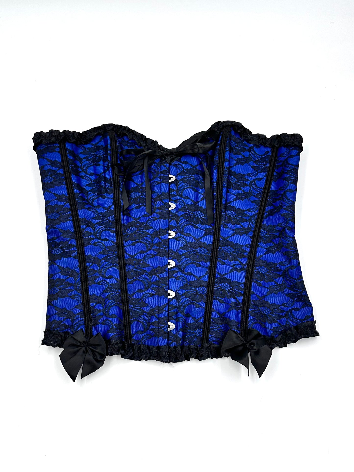 Blue & Black Bow Floral Corset