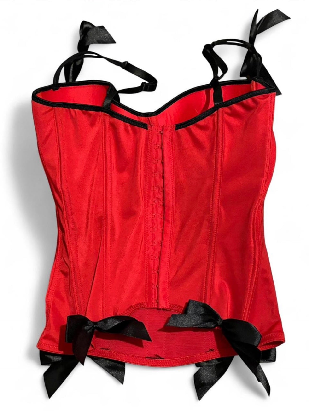 Morbid Threads Red & Black Bustier Top with Bows