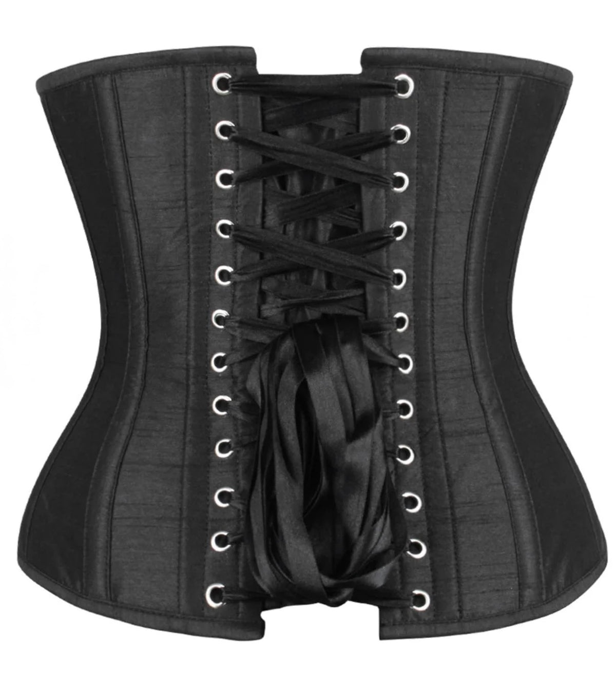 Corset Story Mesh Underbust with  Crimson Satin Panels and Decorative Lace