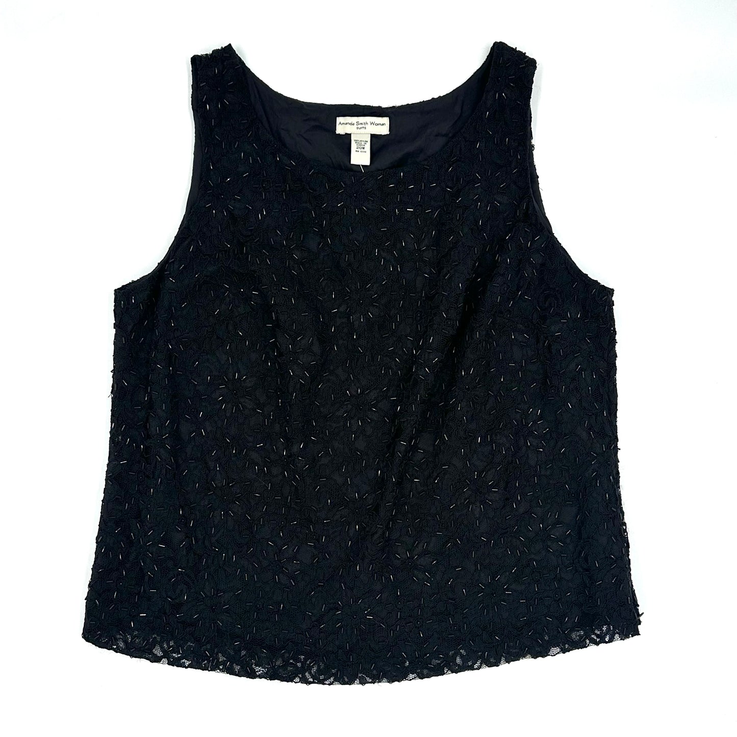 Vintage Lace Beaded Sleeveless Top - 2XL