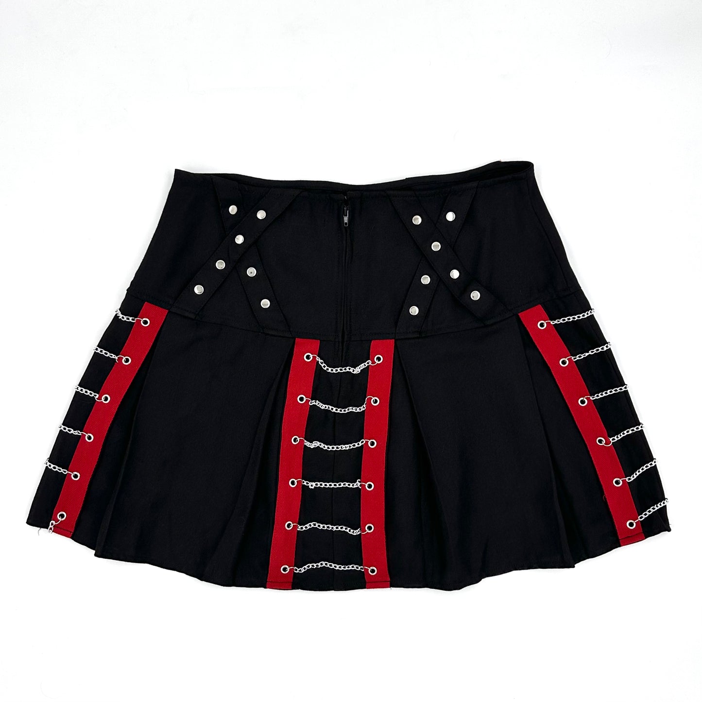 Social Collision Pleated Mini Skirt with Chains