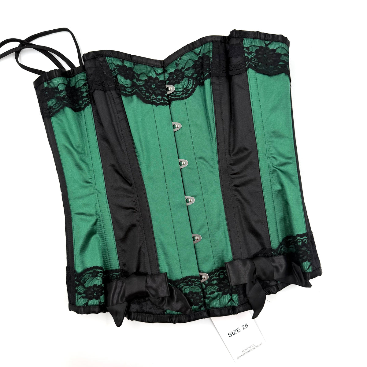Corset Story Green Underbust Corset with Decorative Bows and Lace