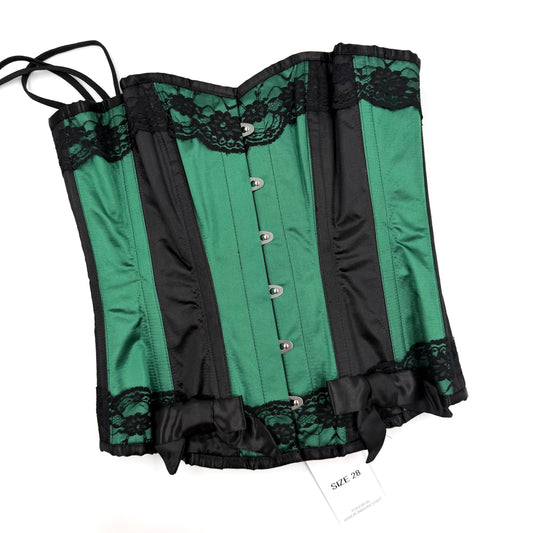 Corset Story Green Underbust Corset with Decorative Bows and Lace