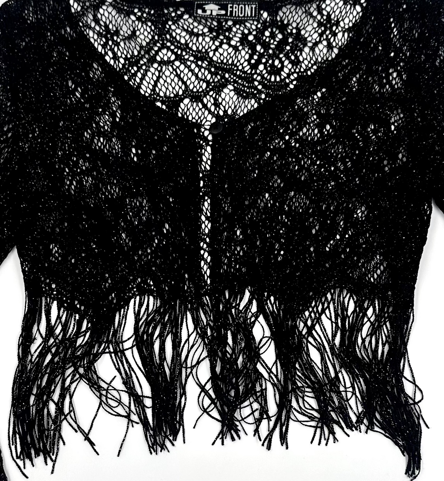 Vintage 90s Shimmer Fringe Lace Cardigan - S