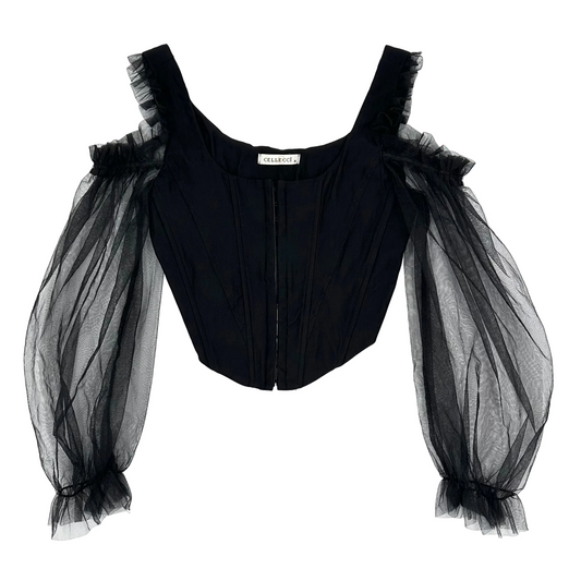 Cellecci Corset Top with Mesh Sleeves - M