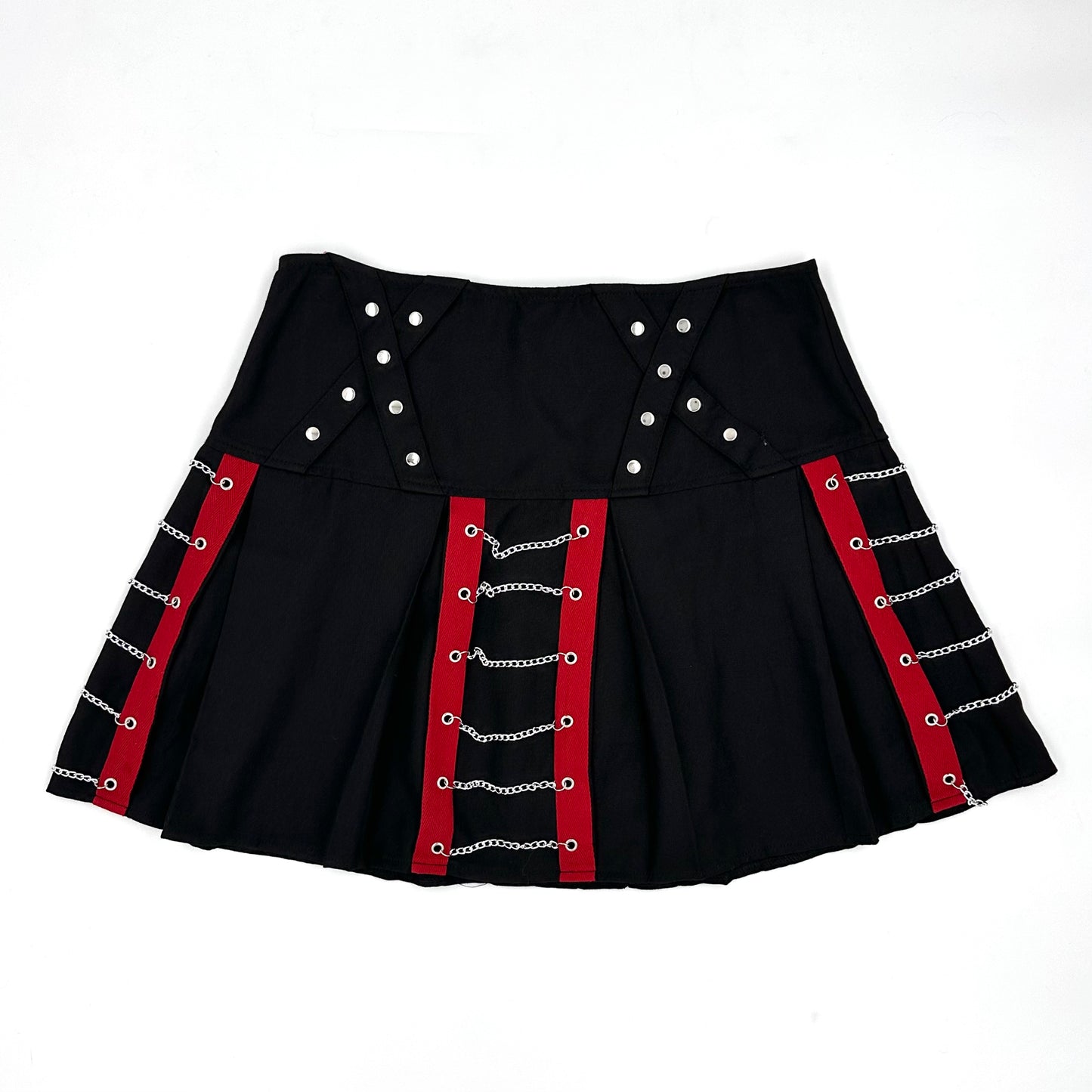 Social Collision Pleated Mini Skirt with Chains