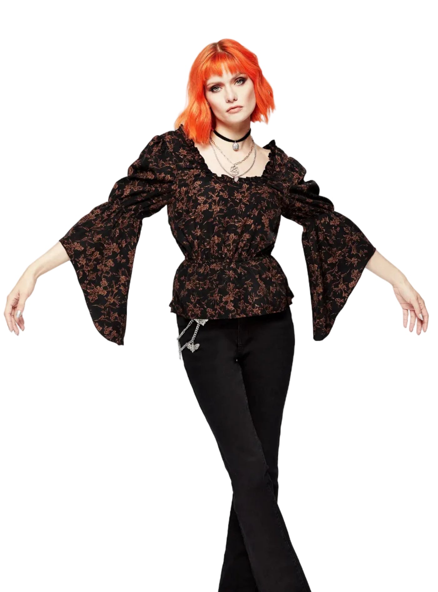 Disturbia Monstera Peplum Top - S