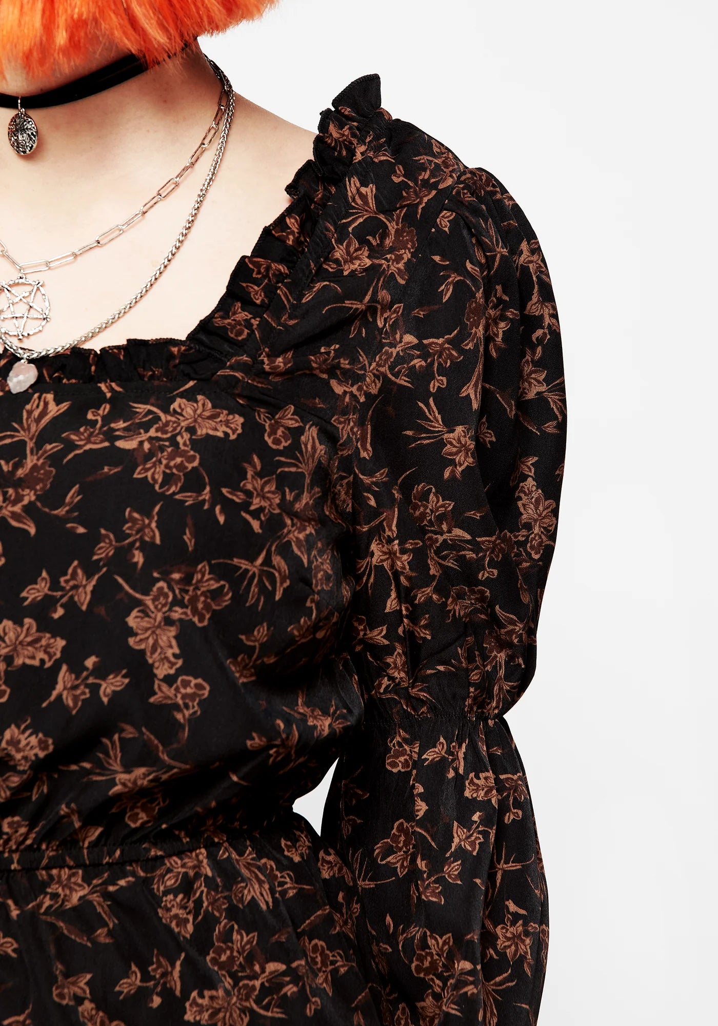 Disturbia Monstera Peplum Top - S