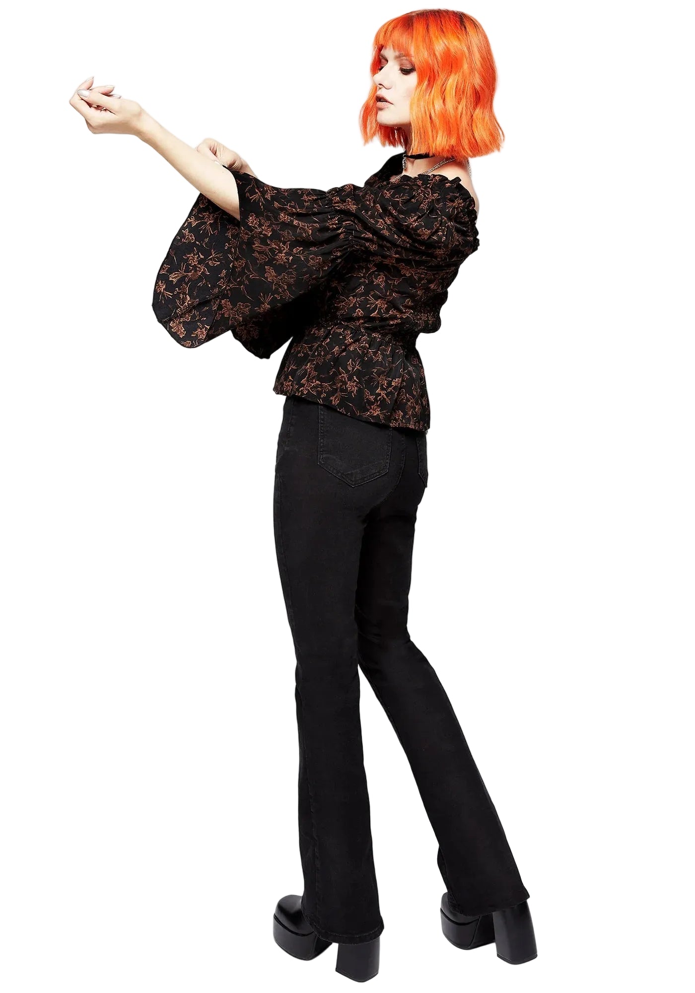 Disturbia Monstera Peplum Top - S