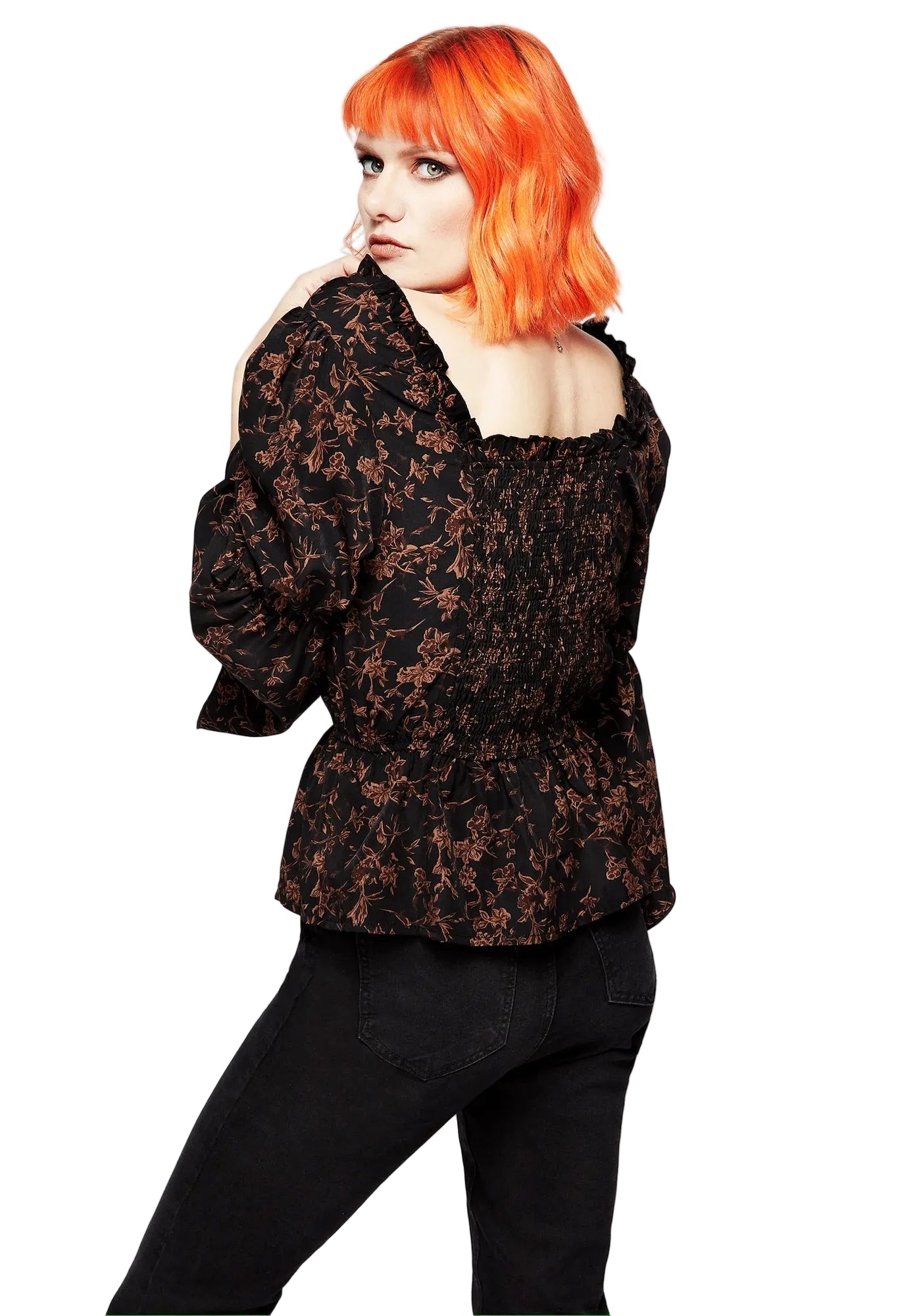 Disturbia Monstera Peplum Top - S