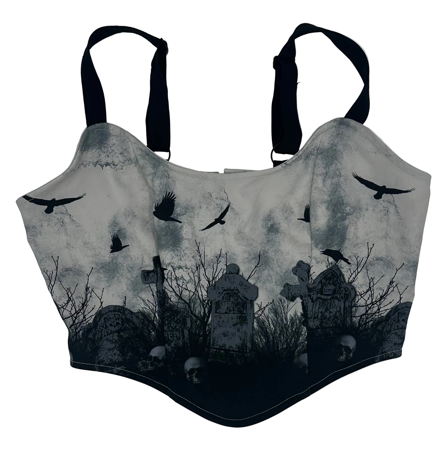 Graveyard Lace-Up Corset Style Crop Top - M