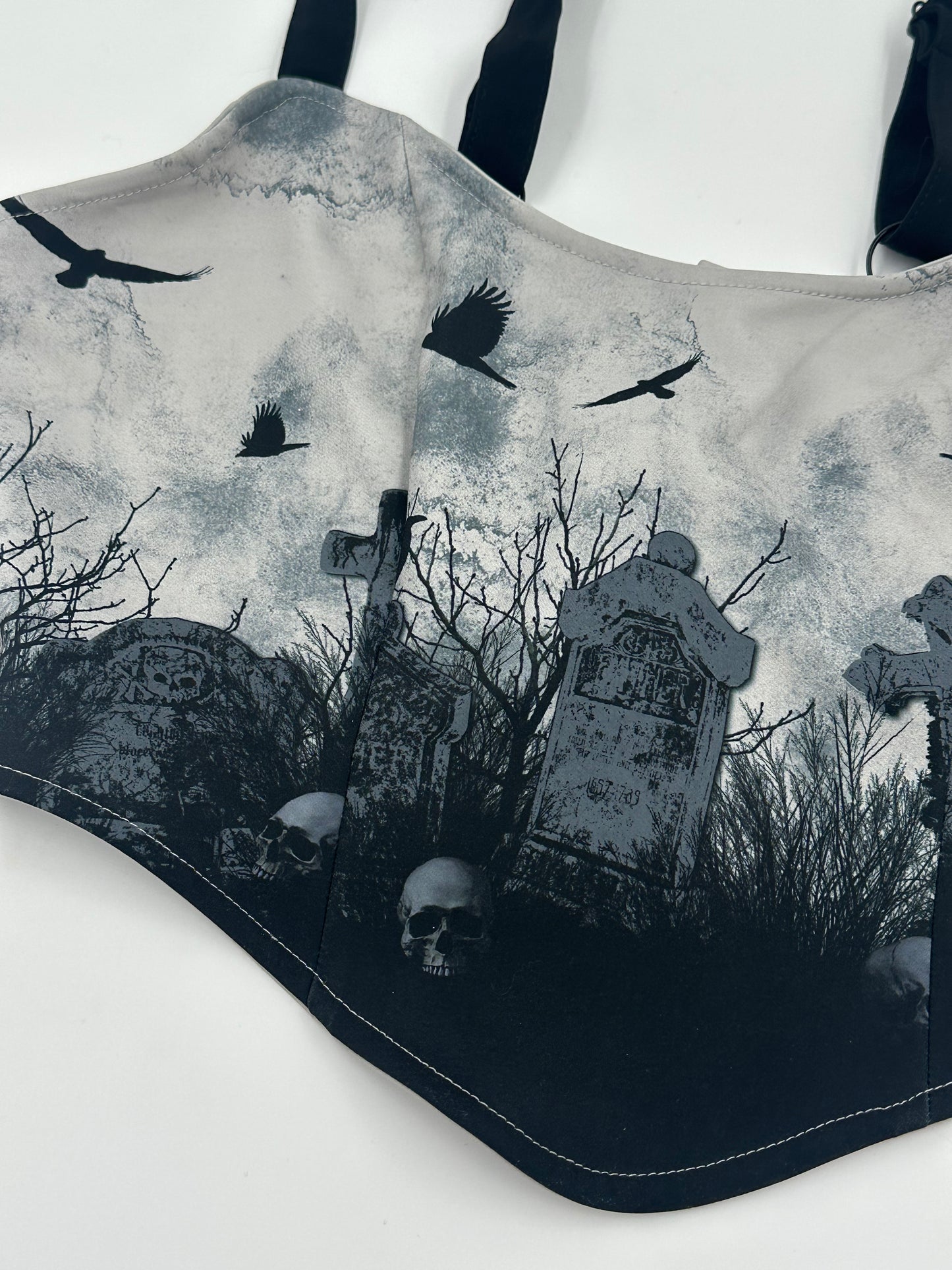 Graveyard Lace-Up Corset Style Crop Top - M