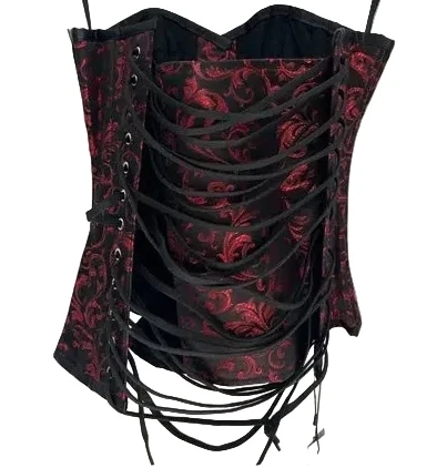 NWT Vintage Goth Red & Black Overbust Corset