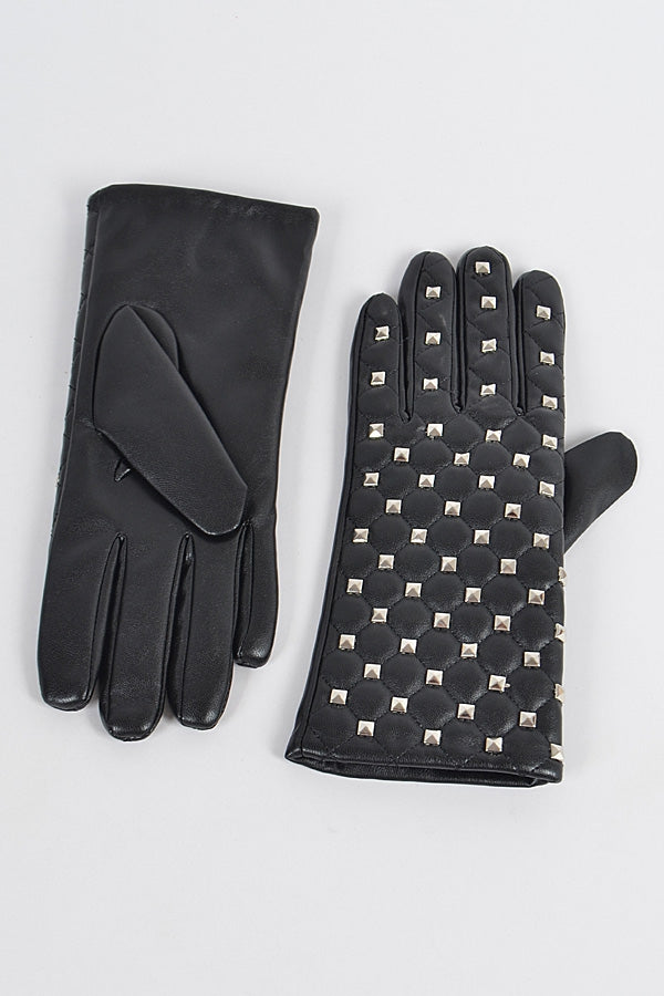 Breaking The Law Black Studded Gloves