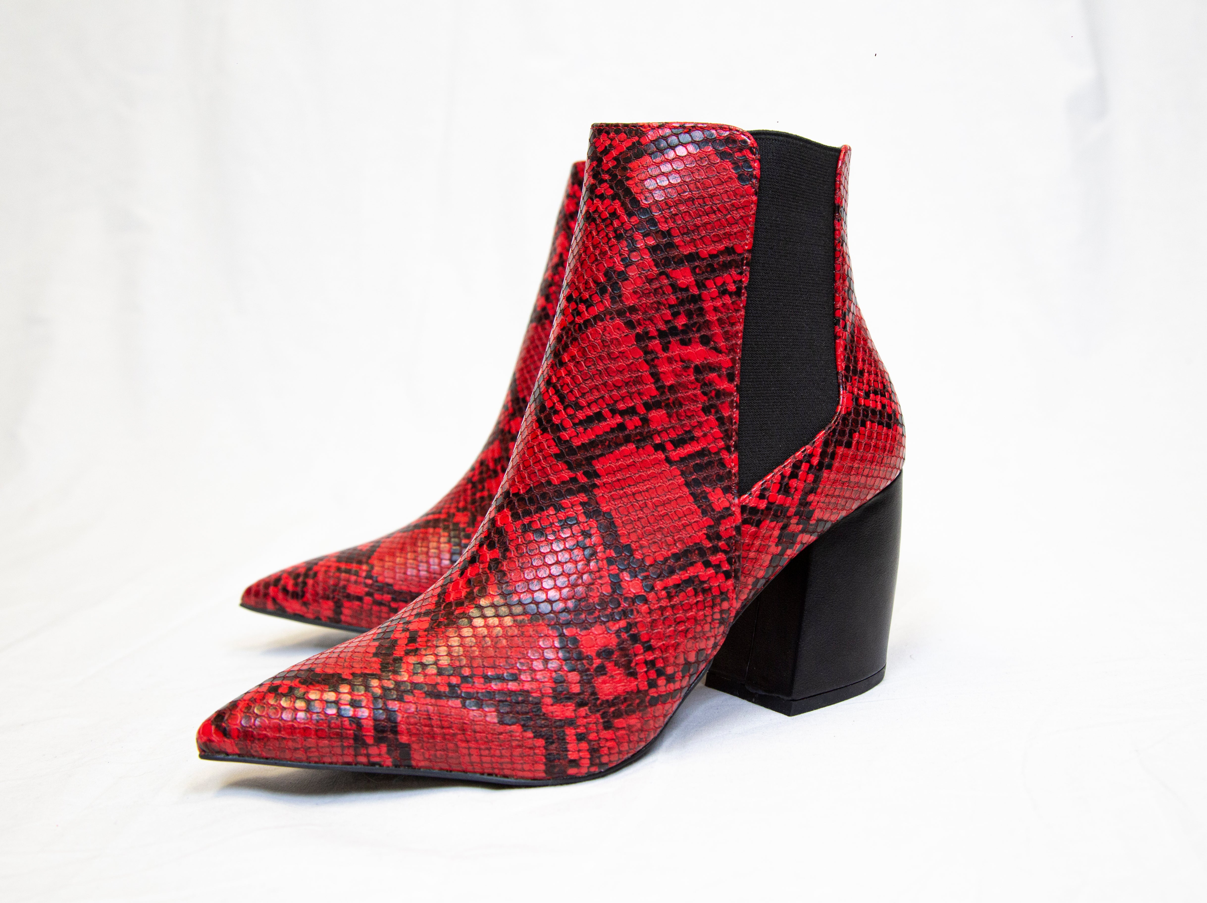 Red snakeskin ankle store boots