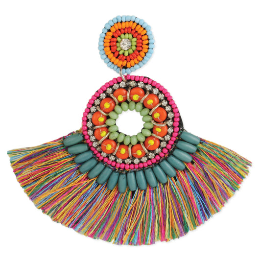 Festival of Color Fan Tassel Earrings