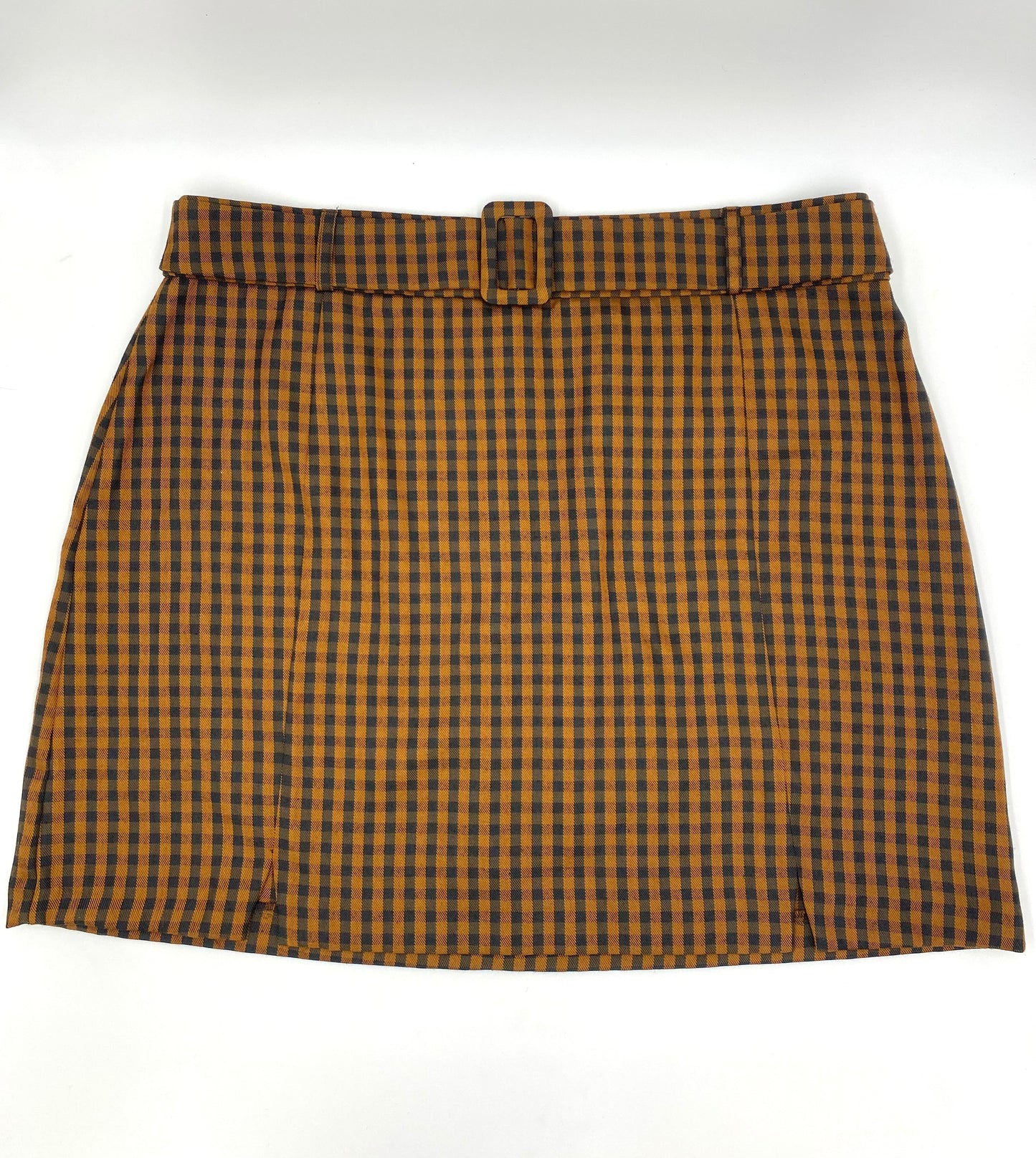 Primark Brown & Black Plaid Skirt with belt